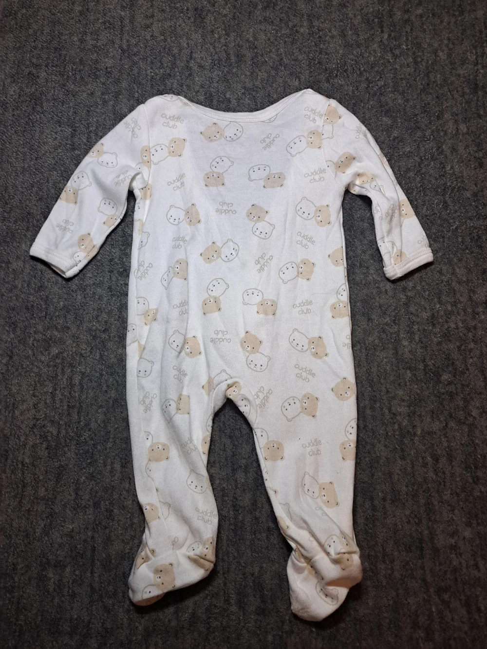 Little & Loved Cream Bear Print Baby One-Piece Footed Sleeper 0-3m Nwot